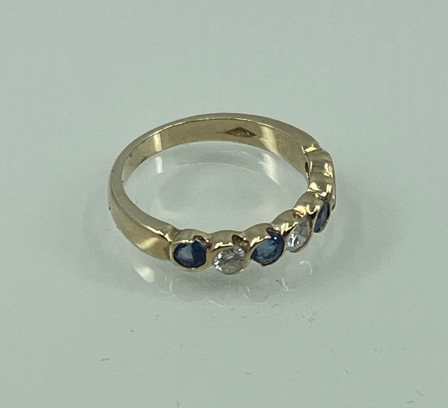 9ct Gold Diamond & Sapphire half hoop ring