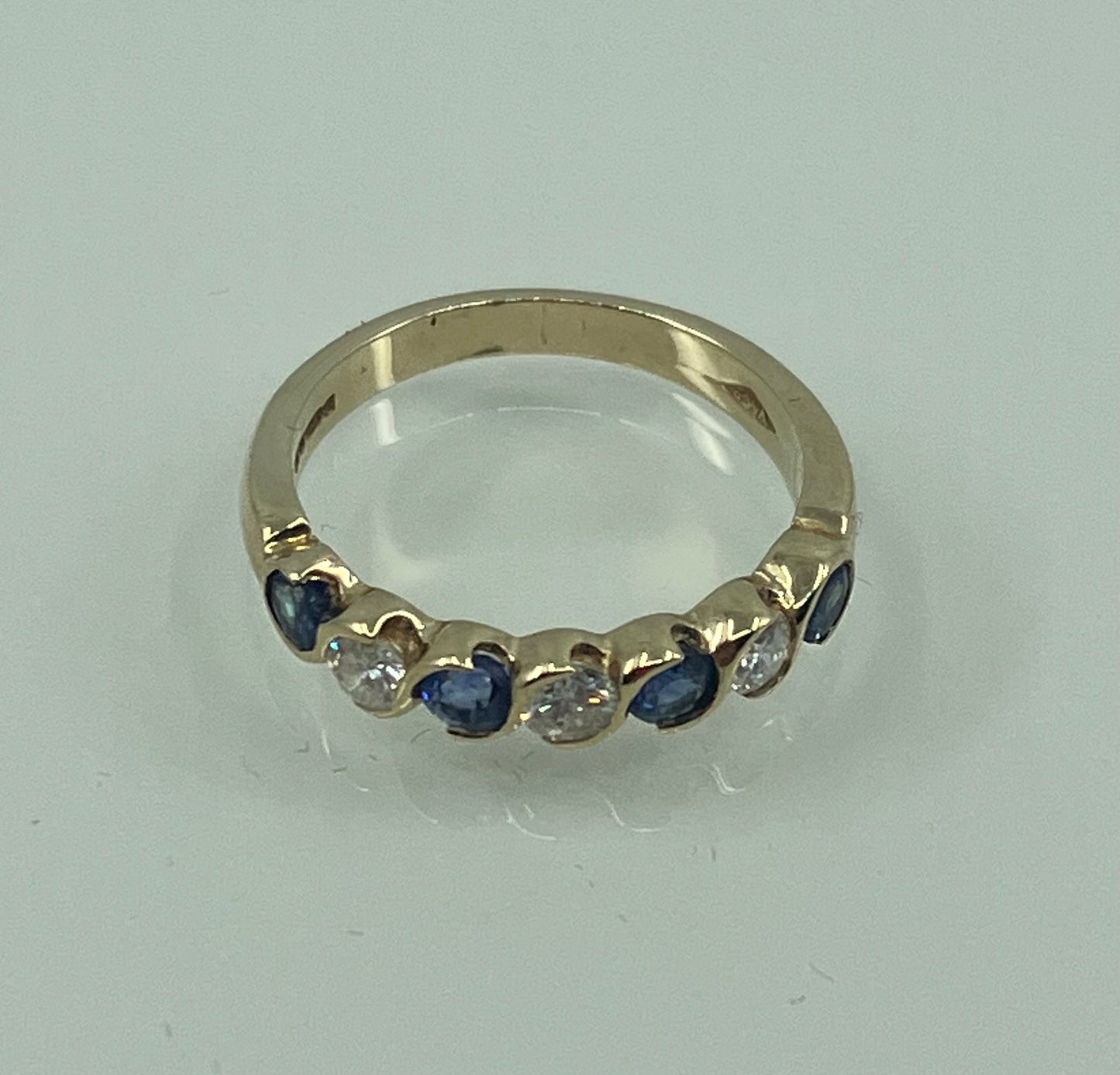 9ct Gold Diamond & Sapphire half hoop ring