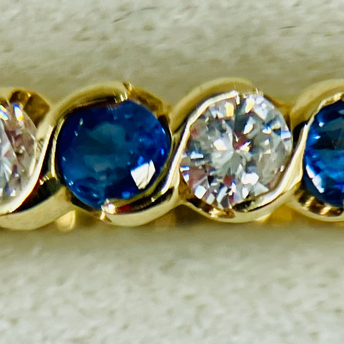 9ct Gold Diamond & Sapphire half hoop ring