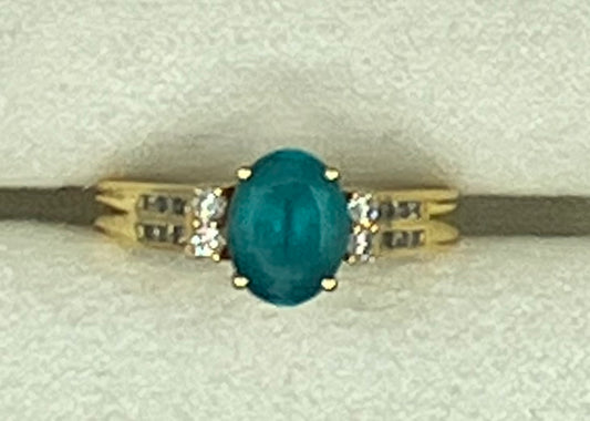 18ct Gold apatite & diamond cocktail ring
