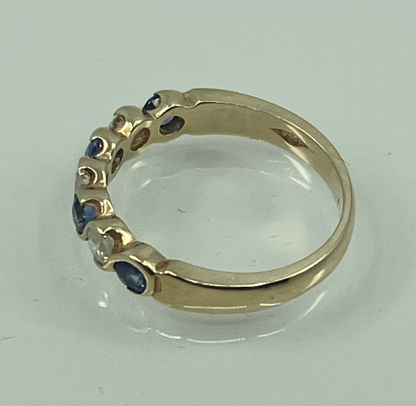 9ct Gold Diamond & Sapphire half hoop ring