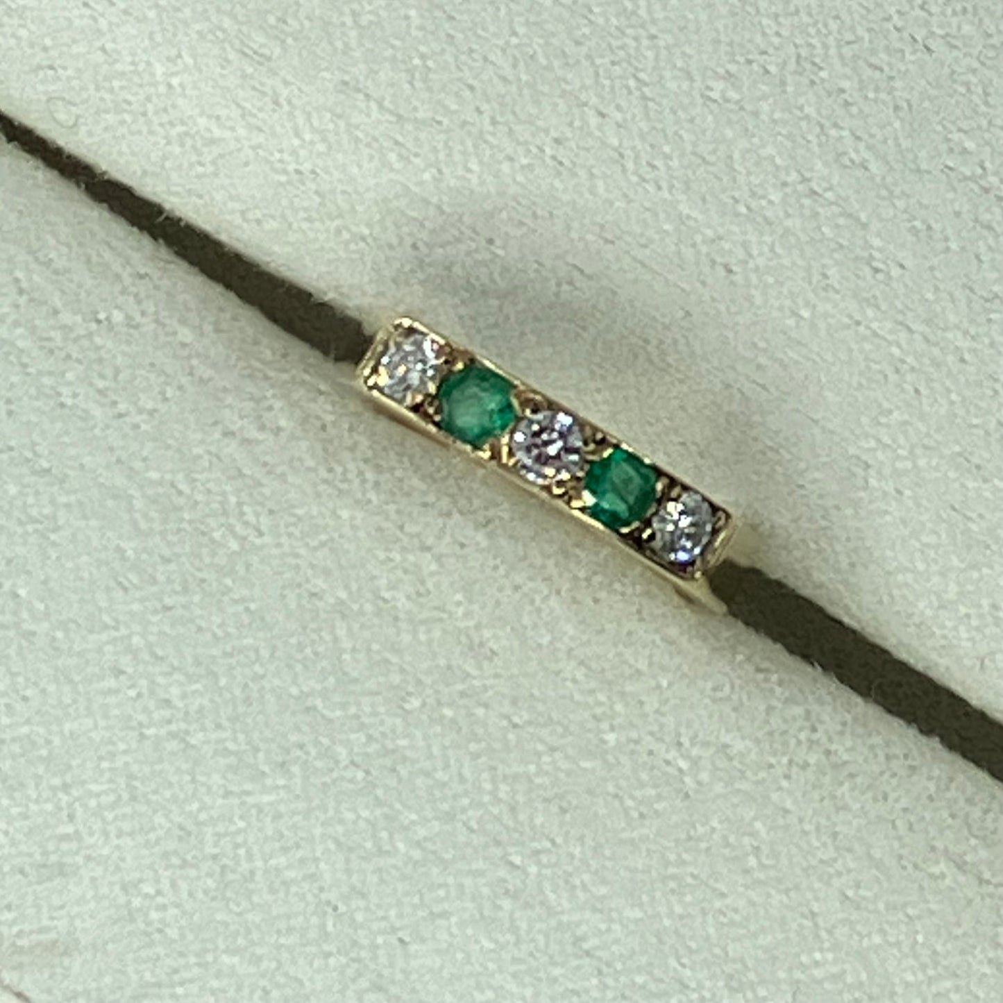 Emerald & diamond 9ct half-hoop ring