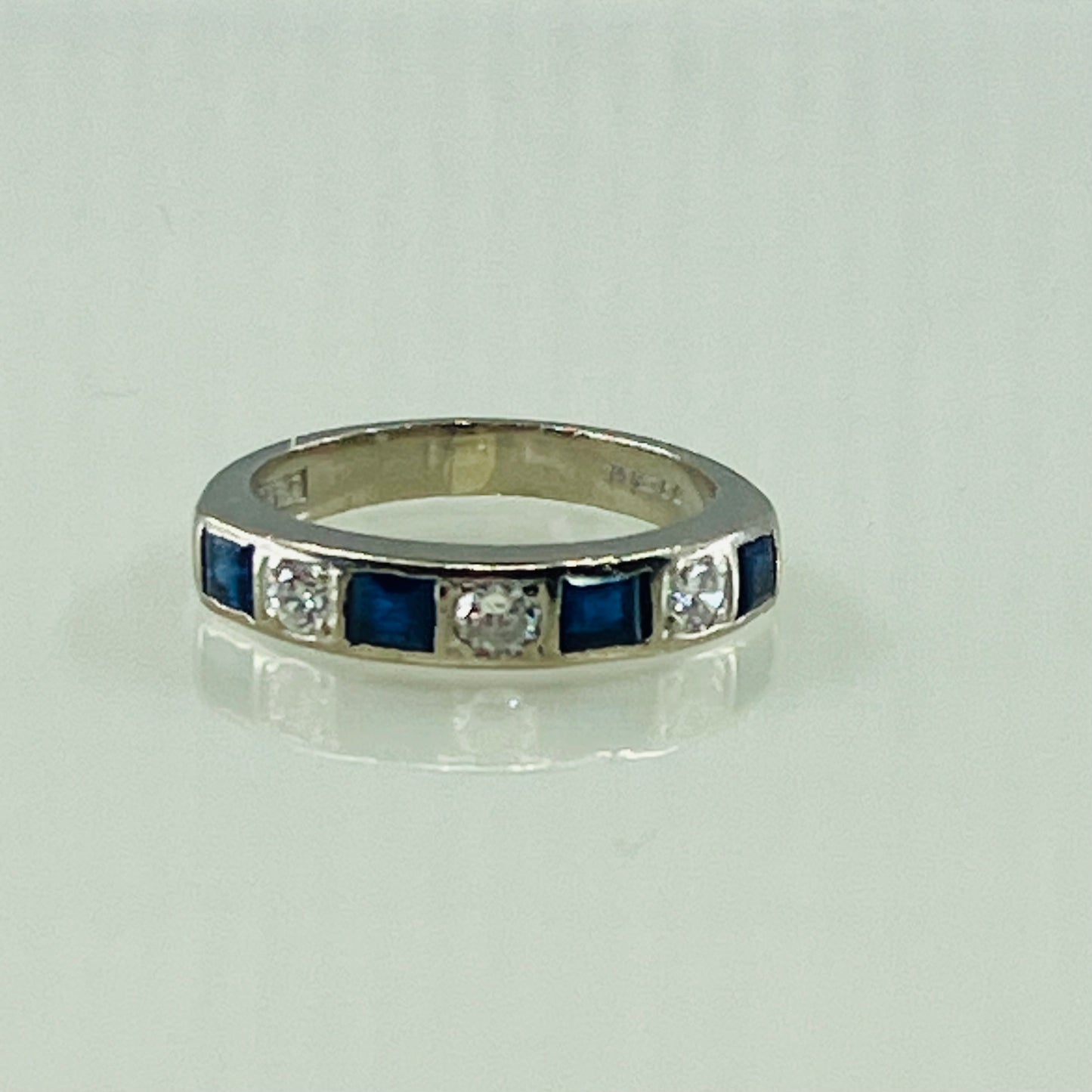 18ct White gold sapphire & diamond half-hoop ring