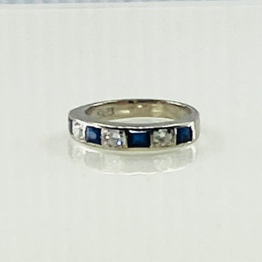 18ct White gold sapphire & diamond half-hoop ring