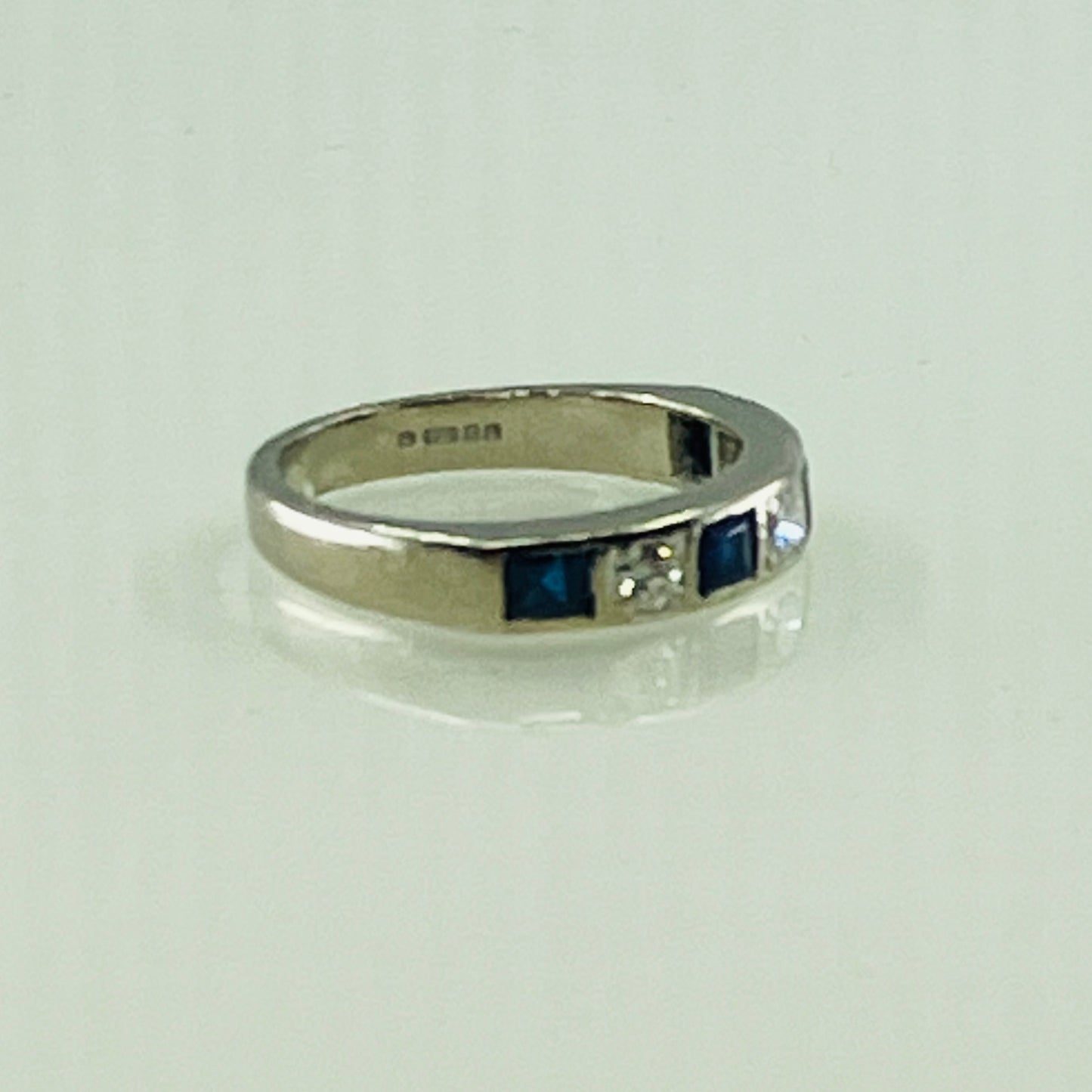 18ct White gold sapphire & diamond half-hoop ring